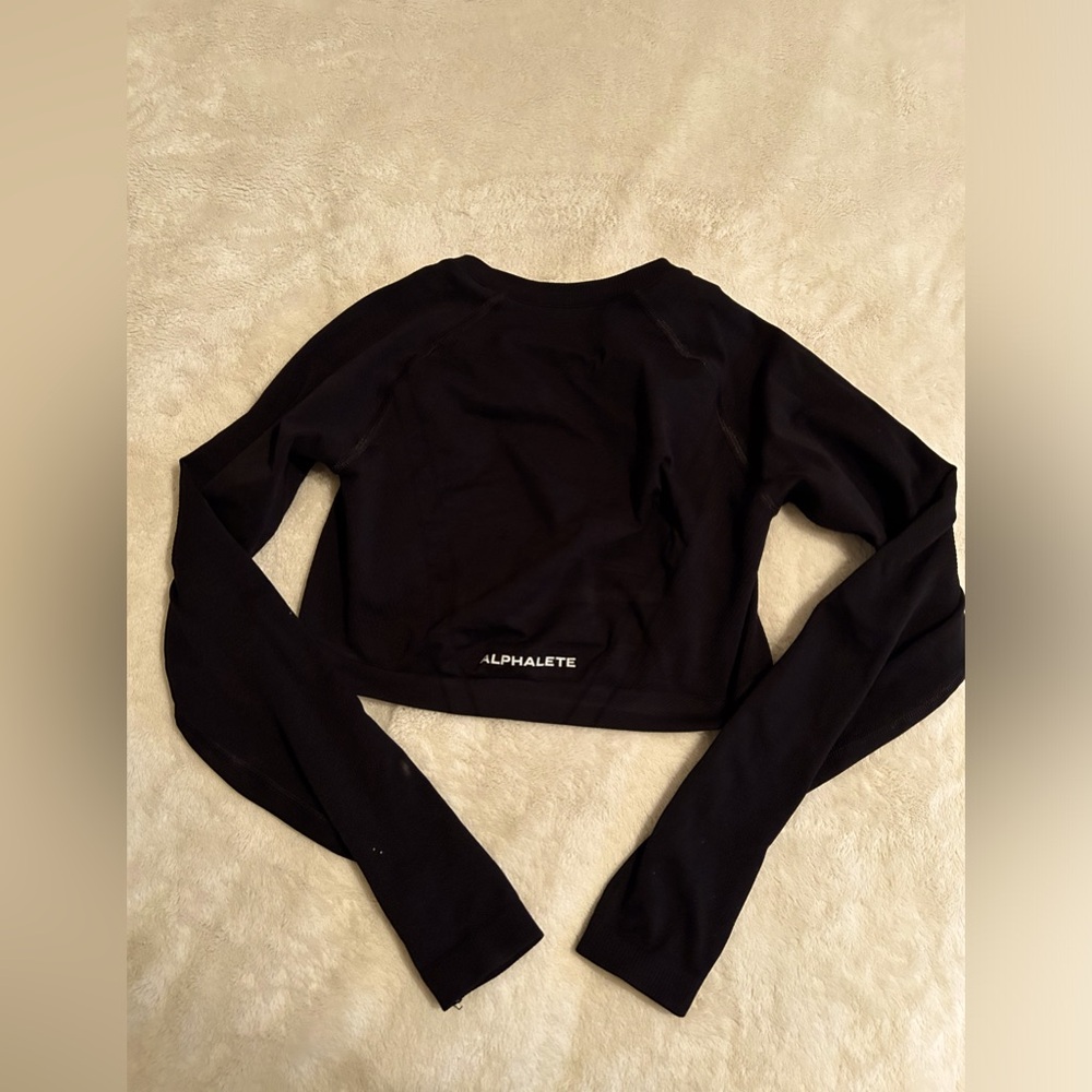 ALPHALETE AMPLIFY STRATUS LONG SLEEVE TOP BLACK SIZE SMALL